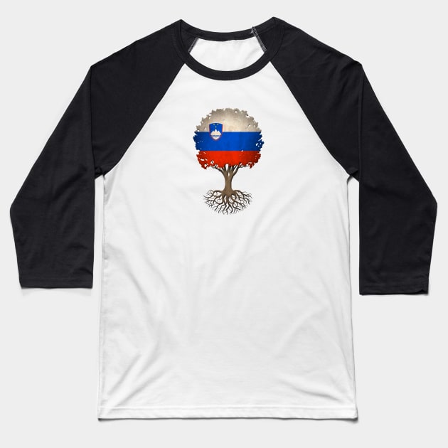 Tree of Life with Slovenian Flag Baseball T-Shirt by jeffbartels